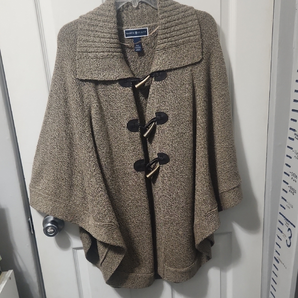 Karen Scott Women's Tan Sweater Cape